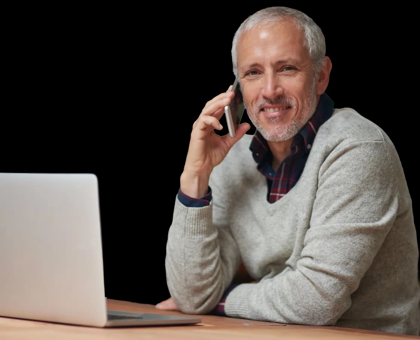 Older man on mobile phone